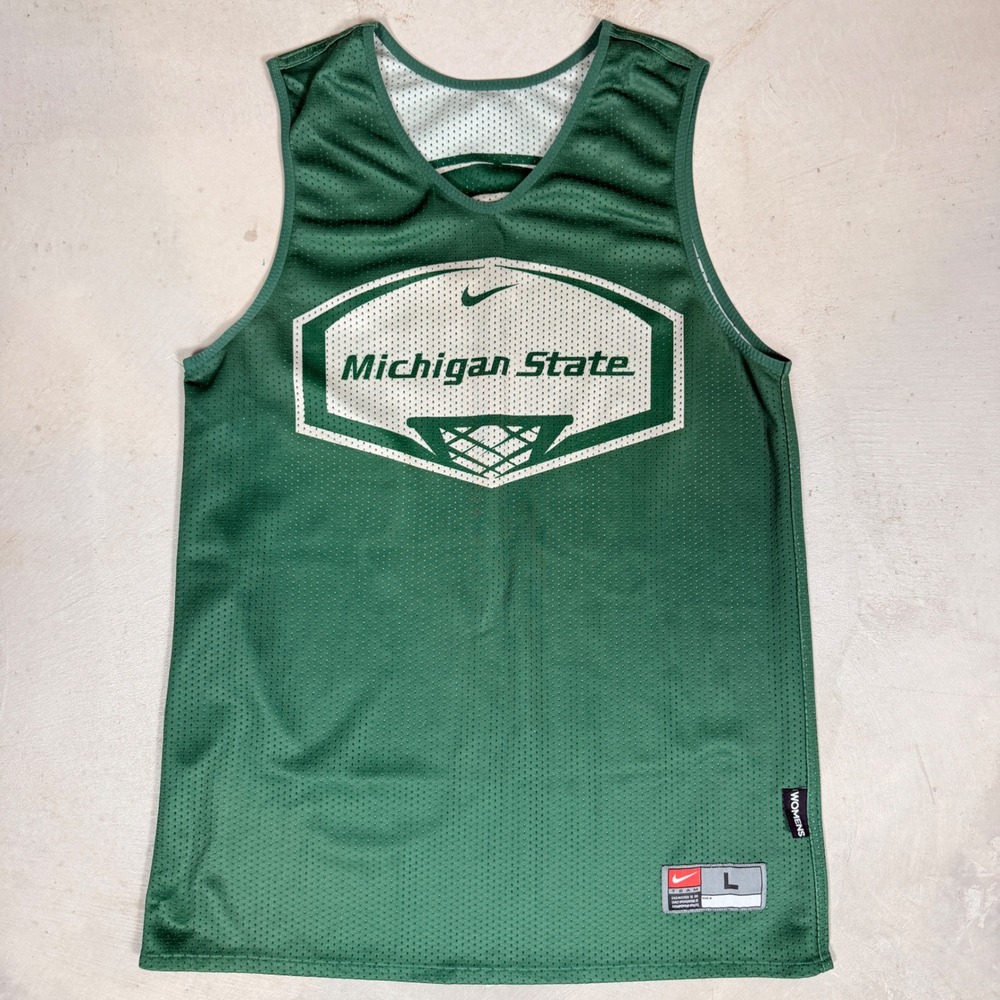 Nike Michigan State Spartans Reversible Basketball Jersey Womens Large‎ Green